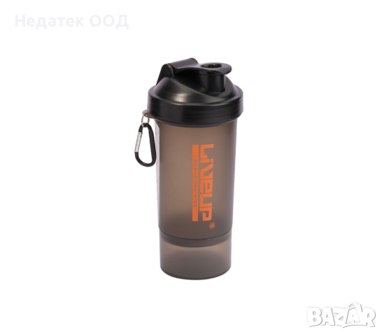  Спортна бутилка, шейкър, черна, 600мл