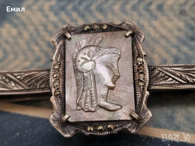 Антикварна сребърна игла за вратовръзка, снимка 5 - Колекции - 49142920