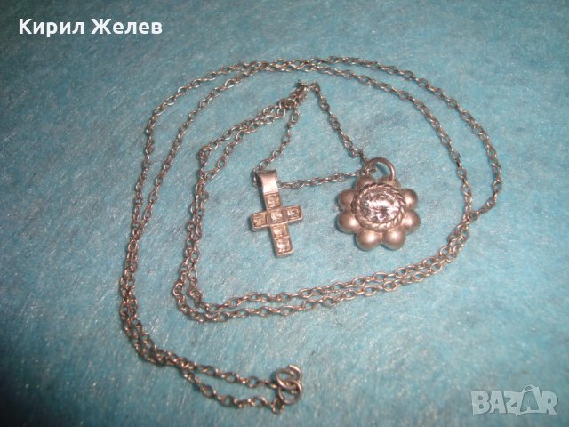 СРЕБЪРНО КРЪСТЧЕ и МЕДАЛЬОН с ЦИРКОНИ и СРЕБЪРНА ВЕРИЖКА СРЕБРО 925 ФИНО БИЖУ КОЛИЕ 25905, снимка 3 - Колиета, медальони, синджири - 35719226