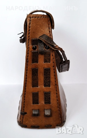Българска винтидж ретро дамска чанта ръчна естествена дебела кожа соц, снимка 4 - Други ценни предмети - 53385458