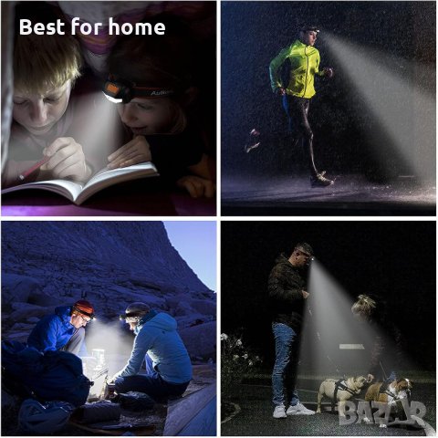 Светодиодно фенерче Autkors,Супер ярък фар за глава, лек,удобен при бягане, риболов, снимка 3 - Къмпинг осветление - 41812512