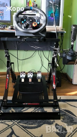 Волан с педали, скоростен лост и стойка Logitech G29, снимка 6 - Джойстици и геймпадове - 53402875