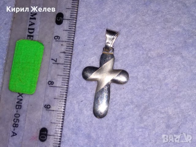 ЕЛЕГАНТЕН ИТАЛИАНСКИ СРЕБЪРЕН АРТ КРЪСТ СРЕБРО 925 с БЯЛА ПОЗЛАТА 38432, снимка 3 - Колиета, медальони, синджири - 41337131