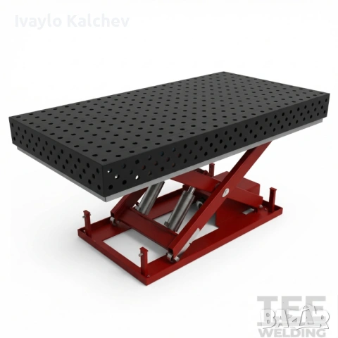 Заваръчна маса TitanWeld 2400×1200х25 мм-хидравлична повдигаща система