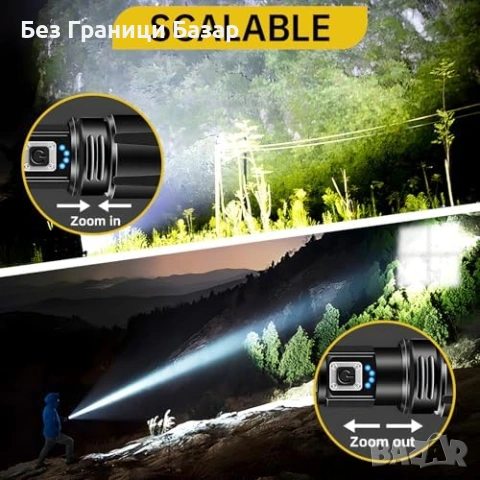 Нов мощен LED фенер 500000 лумена XHP70.2 акумулаторен IP67 USB-C, снимка 5 - Други стоки за дома - 53036152