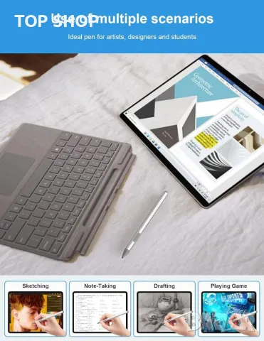 Surface Pen за Microsoft Surface Pro - с отхвърляне на дланта, презареждаема, 4096 чувствителност, снимка 8 - Друга електроника - 49420178