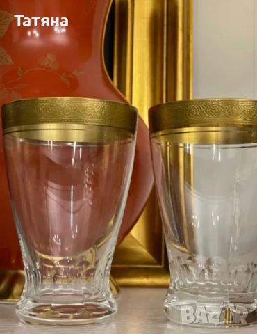 5 кристални чаши серия "CONCORDE", 24-каратно злато, THERESIENTHAL, снимка 5 - Други ценни предмети - 53125306