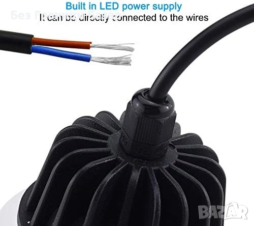 Нова таванска ламка 9W LED вграден плафон IP65 6000K Ø90mm отвор 80-85mm, снимка 2 - Други - 53567086