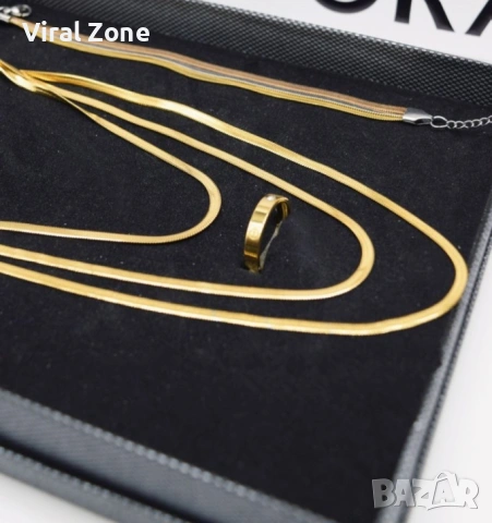 Комплект бижута от 3 части: колие, гривна и пръстен , снимка 3 - Бижутерийни комплекти - 53480150