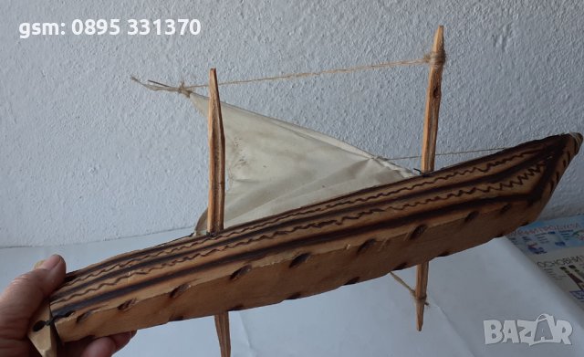 Дървена лодка с платна за декорация, морски декор, модел, макет, кораб, кръстоносец, снимка 7 - Други - 40920601