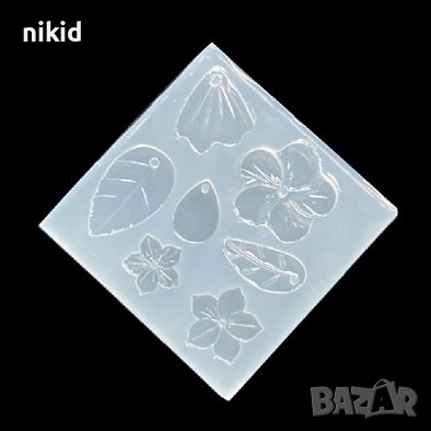 мини хибискус каркаде цвете цветче листо капка силиконов молд форма фондан смола бижу висулки декор 