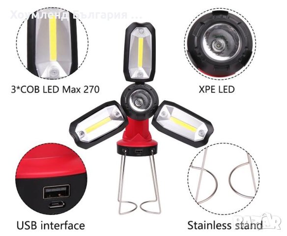  Презареждащ се фенер 6в1 с разгъващи се LED перки, снимка 6 - Други - 41465632