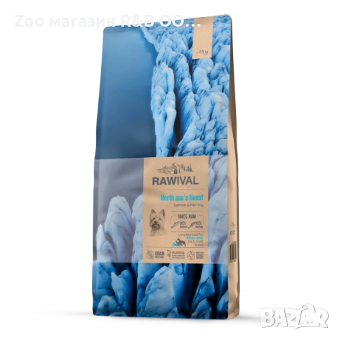 RAWIVAL  със сьомга и херинга,подходяща за възрастни кучета от средни и големи породи 10кг.