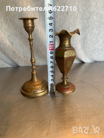 лот бронзова ваза и свещник, снимка 2 - Антикварни и старинни предмети - 53406115