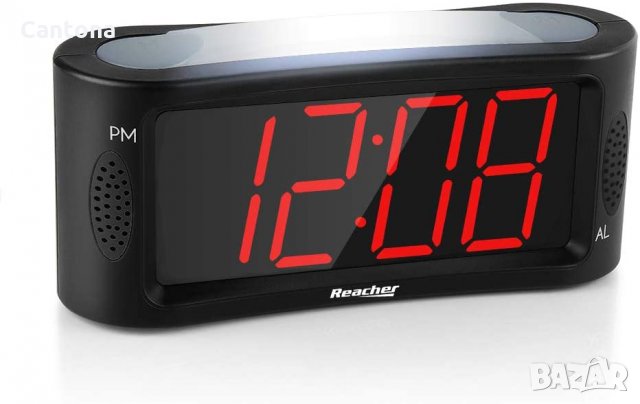 Голям светодиоден цифров будилник с нощна светлина, червен цифров дисплей, 220 V