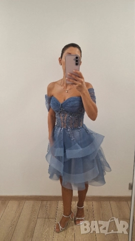 Синя рокля цвят деним размер S, снимка 2 - Рокли - 51711125