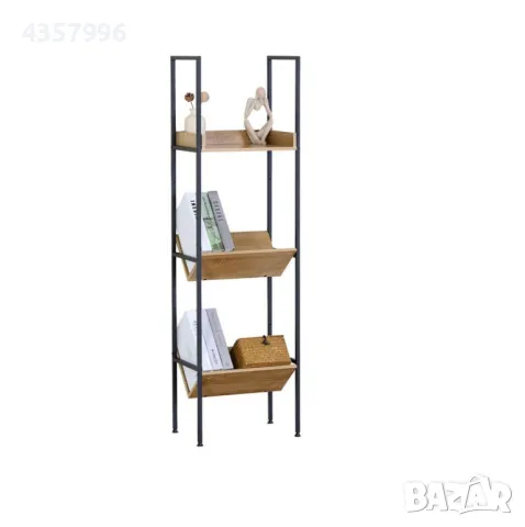 Етажерка за книги, Mетал, 3 рафта, Кафяв , снимка 1