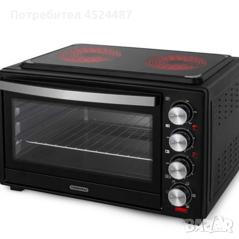 Компактна печка Termomax – фурна + два керамични котлона в едно, снимка 4 - Печки, фурни - 53848428