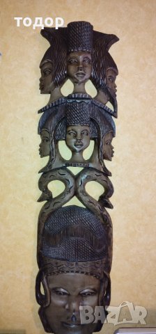 триИзмерна Дърворезба Абанос Африкански Глави , снимка 1 - Статуетки - 38847017