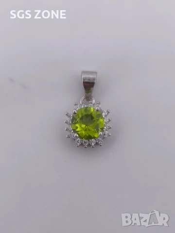 Сребърна висулка от Тайланд с естествен перидот, снимка 4 - Колиета, медальони, синджири - 51205121