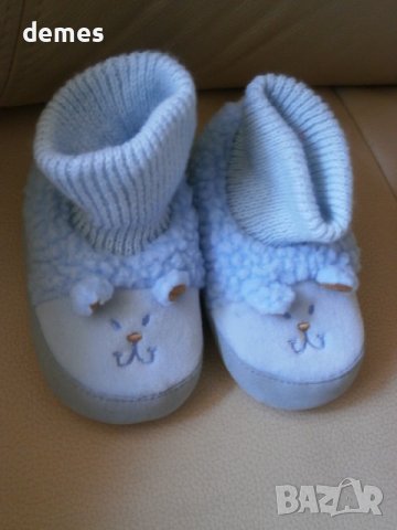 Бебешки терлички с кожена подметка, сини, снимка 2 - Детски пантофи - 39726431