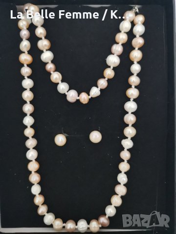 Комплект : колие, гривна и обеци с перли , снимка 6 - Колиета, медальони, синджири - 35777874