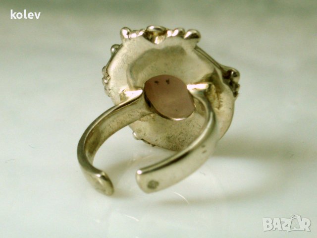 сребърен пръстен с розов кварц - ръчна изработка, бутиков модел, снимка 5 - Пръстени - 39407588