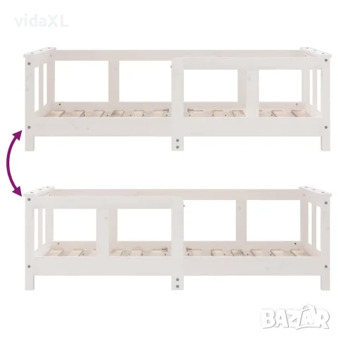 vidaXL Рамка за детско легло, бяла, 70x140 см, бор масив, снимка 7 - Бебешки легла и матраци - 56148062