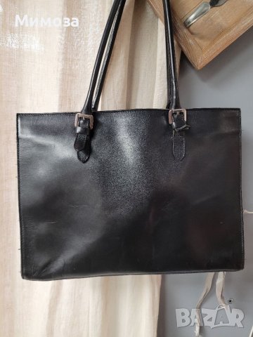 Естествена кожа, черна твърда чанта от ФЛОРЕНЦИЯ , снимка 9 - Чанти - 41395285