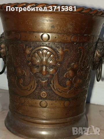 Медна кашпа. , снимка 2 - Антикварни и старинни предмети - 52907746