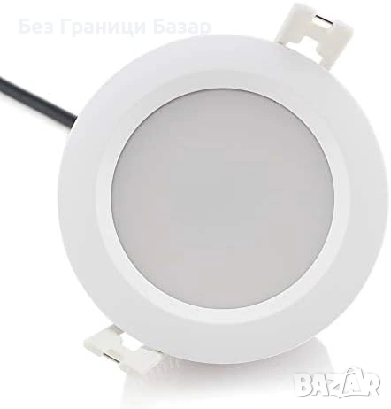 Нова таванска ламка 9W LED вграден плафон IP65 6000K Ø90mm отвор 80-85mm, снимка 6 - Други - 53567086