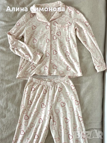 Пижама с принт сърца, размер S