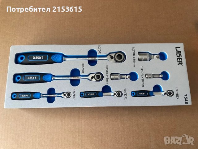 Laser Tools Micro Head 1/4, 3/8, 1/2 тресчотки удължители комплект, снимка 2 - Други инструменти - 51132402