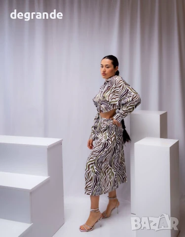 Дамски комплект от две части пола и ризка леопардов принт, снимка 2 - Комплекти - 50906002