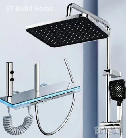🚿 Луксозен LED Душ Панел с Пиано Клавиши и Цифров Дисплей | STBuildHome, снимка 5 - Душове - 53622224