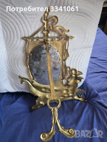 Старо месингово огледало, снимка 5 - Антикварни и старинни предмети - 53697541