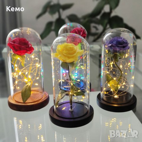 Роза в стъкленица с лед светлина, снимка 12 - Подаръци за жени - 27758639