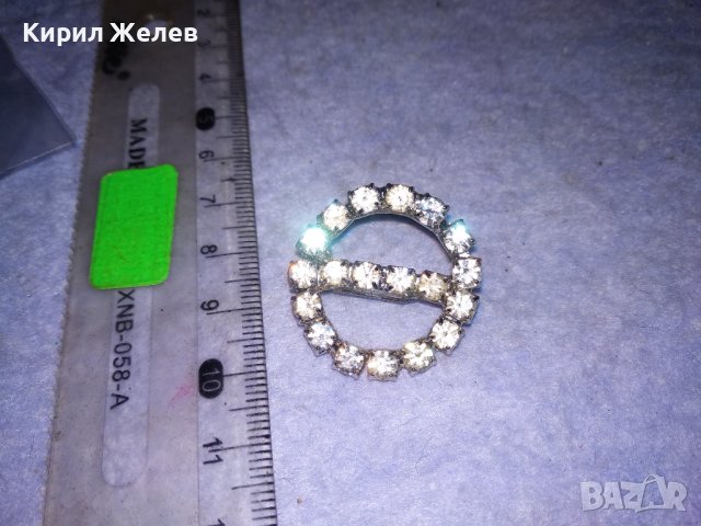 МЕСИНГОВА ПОСРЕБРЕНА РЕТРО БРОШКА с БЛЕСТЯЩИ ФАСЕТИРАНИ БОХЕМСКИ КРИСТАЛИ 37019, снимка 6 - Други - 41396163
