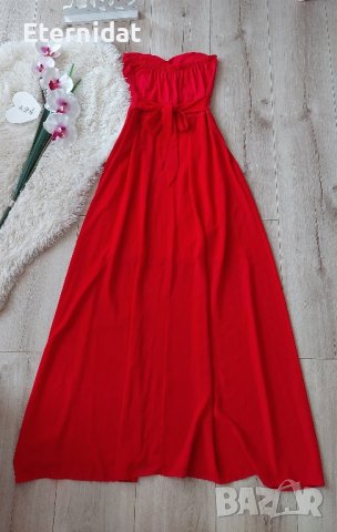 дълга червена рокля 