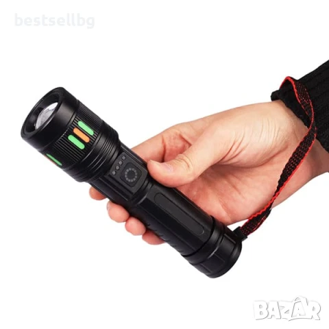 Мощен акумулаторен лазерен LED фенер далекобоен тактически ръчен прожектор водоустойчив USB къмпинг, снимка 5 - Къмпинг осветление - 51178874