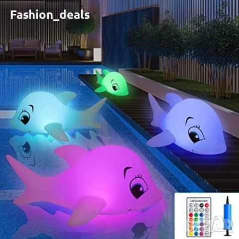Нова Плаваща светлина за басейн светещ соларен LED надуваем делфин 16 цвята, снимка 7 - Декорация за дома - 41248849
