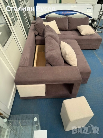 1108 разтегателен ъглов холов Диван / канапе с ракла и функция сън + табуретки -цена 1 000 лв или 51, снимка 2 - Дивани и мека мебел - 51976026