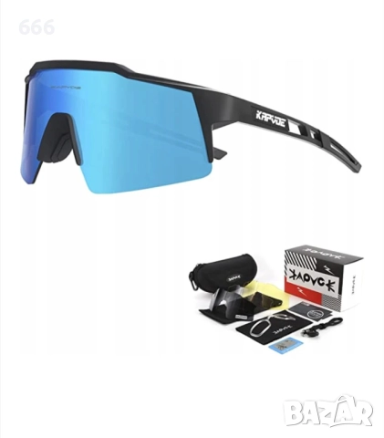 Спортни очила Kapvoe, поляризирани, 4 сменяеми стъкла, UV400 защита, рамка TR90, черни, снимка 5 - Други - 52878760