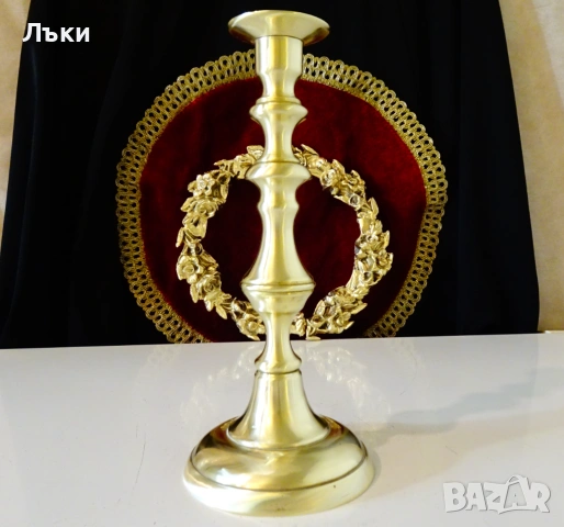 Масивен бронзов свещник 750 гр.,Art Deco., снимка 2 - Антикварни и старинни предмети - 53035565