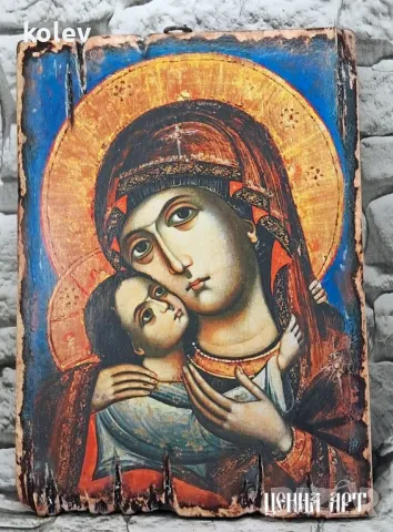  икона на Богородица с Младенеца от Рилски манастир 25/18 см, репродукция, уникат, снимка 4 - Икони - 46766444