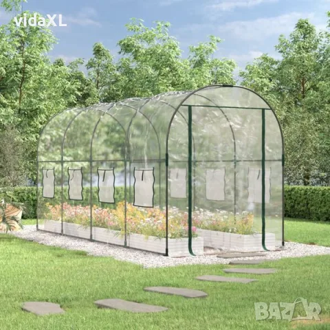 vidaXL Прозрачна оранжерия 160x400x190 см PVC и стомана с прахова боя（SKU: 317247）, снимка 2 - Оранжерии - 56145911