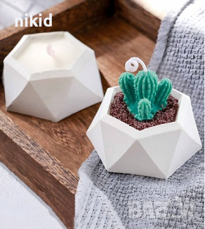Шестоъгълник геометрична средна кашпа саксия силиконов молд форма фондан шоколад гипс смола декор