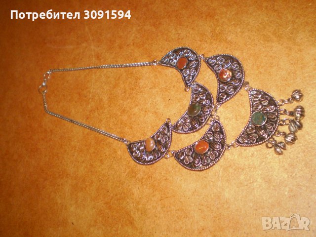 Ретро накит бял метал с ахат, снимка 3 - Други ценни предмети - 39237735
