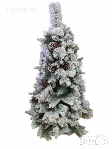 Изкуствено борче/елха със заскрежени иглички и шишарки, снимка 2 - Декорация за дома - 52501613