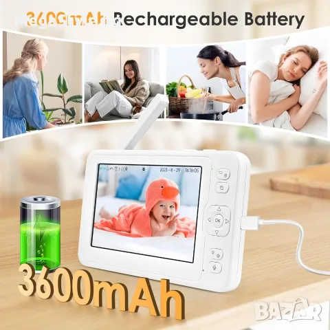 Бебефон с 1080P HD Камера и 5" Дисплей Sunowl – Безопасност без WiFi, снимка 9 - Бебефони - 55959086